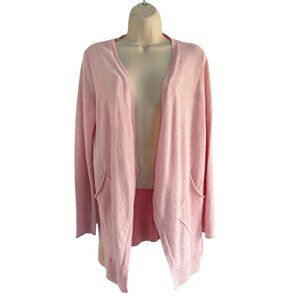 Eileen Fisher Women's Sz XS Light Pink 100% Linen Open Front Cardigan Sweater